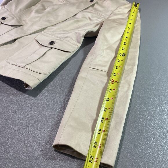 BANANA REPUBLIC Jacket Moto High Collar Asymmetrical Zip Cotton Womens 0 Beige - Picture 8 of 14